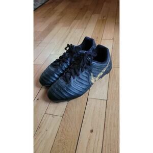 Nike Tiempo Black Gold Soccer‎ Cleats Turf Shoes 5Y